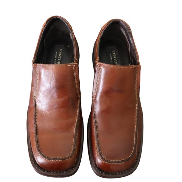 Venturini Mens Slip On Zeland Loafer Size 9.5 Brown Leather Comfort Dress Square - Picture 2 of 10
